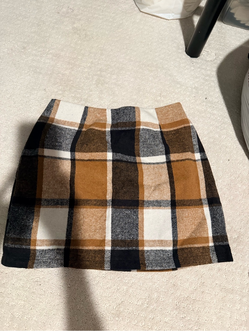 Two Plaid Mini Skirt in Camel & Black
